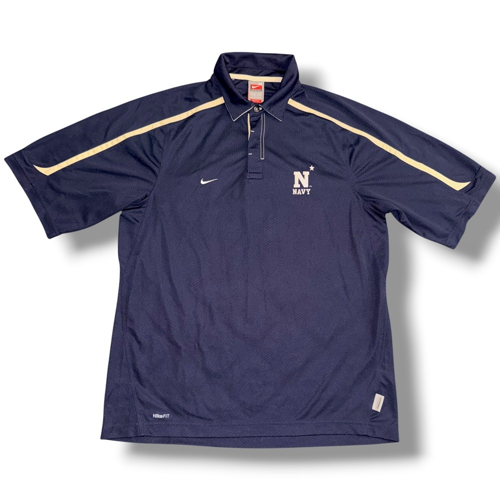 Nike Polo Shirt Mens Medium Navy Blue‎ US Navy NikeFIT DRY Short Sleeve